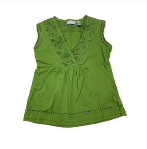 Liz Claiborne Green Lace Doily Babydoll Tank Top Size Small